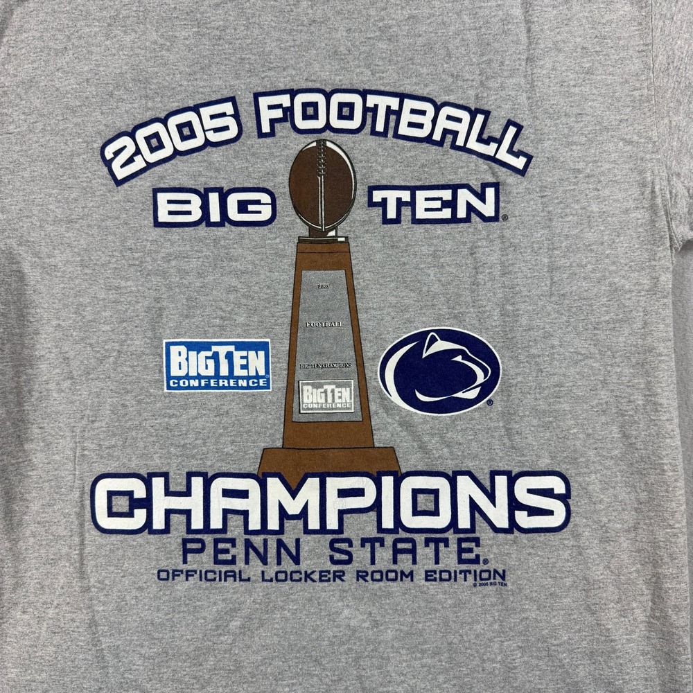 Vtg Penn State T-Shirt Men Medium Gray 2005 Big Ten Champions Football Lee Sport - Picture 4 of 7